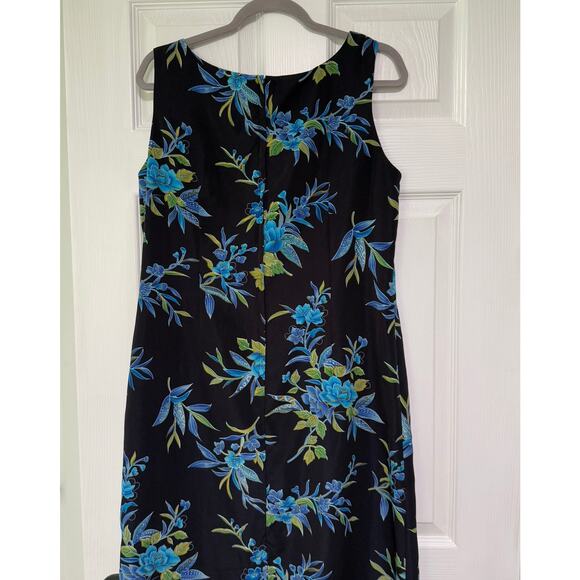 Studio I Women's Floral Blue Navy Sleeveless Maxi Dress Size 12 - Picture 9 of 12